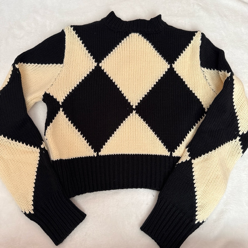 Motel Rocks Crop Argyle Sweater - Picture 3 of 3
